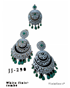Zuli Green stone chandbali earring and mang tika set